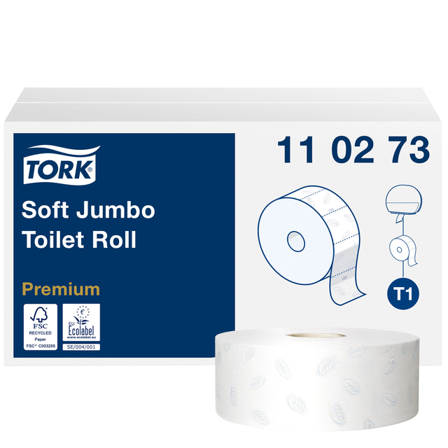 [110273] Toiletpapier Tork T1 Premium jumbo 2laags 360m wit