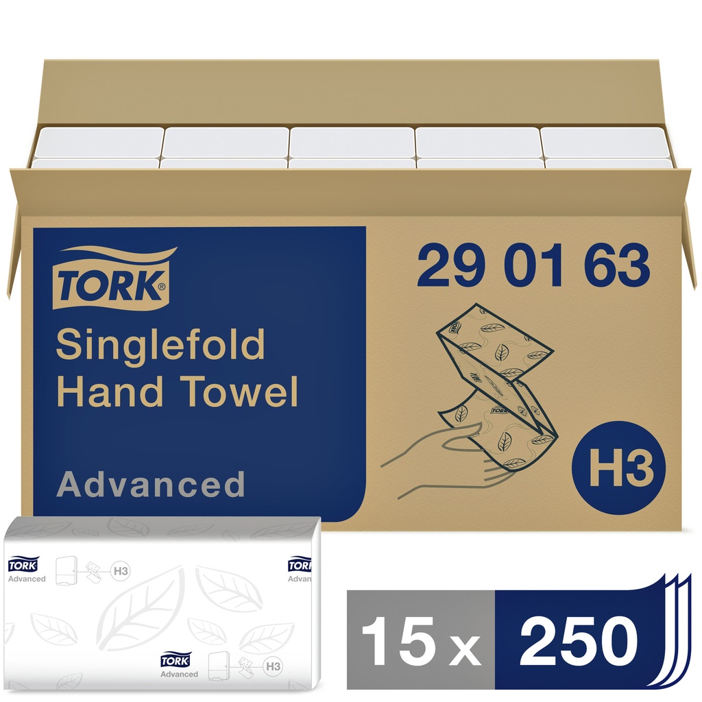 [290163] Handdoek Tork H3 Advanced 2laags 248x230mm wit