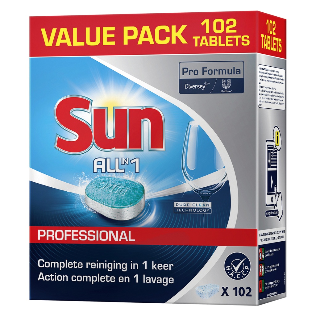 [101102502] Vaatwastabletten Sun All-in-one 102 stuks