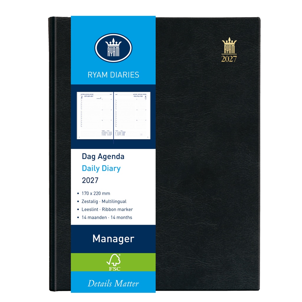 Agenda 2026 Ryam Manager Mundior 1dag/1pagina zw