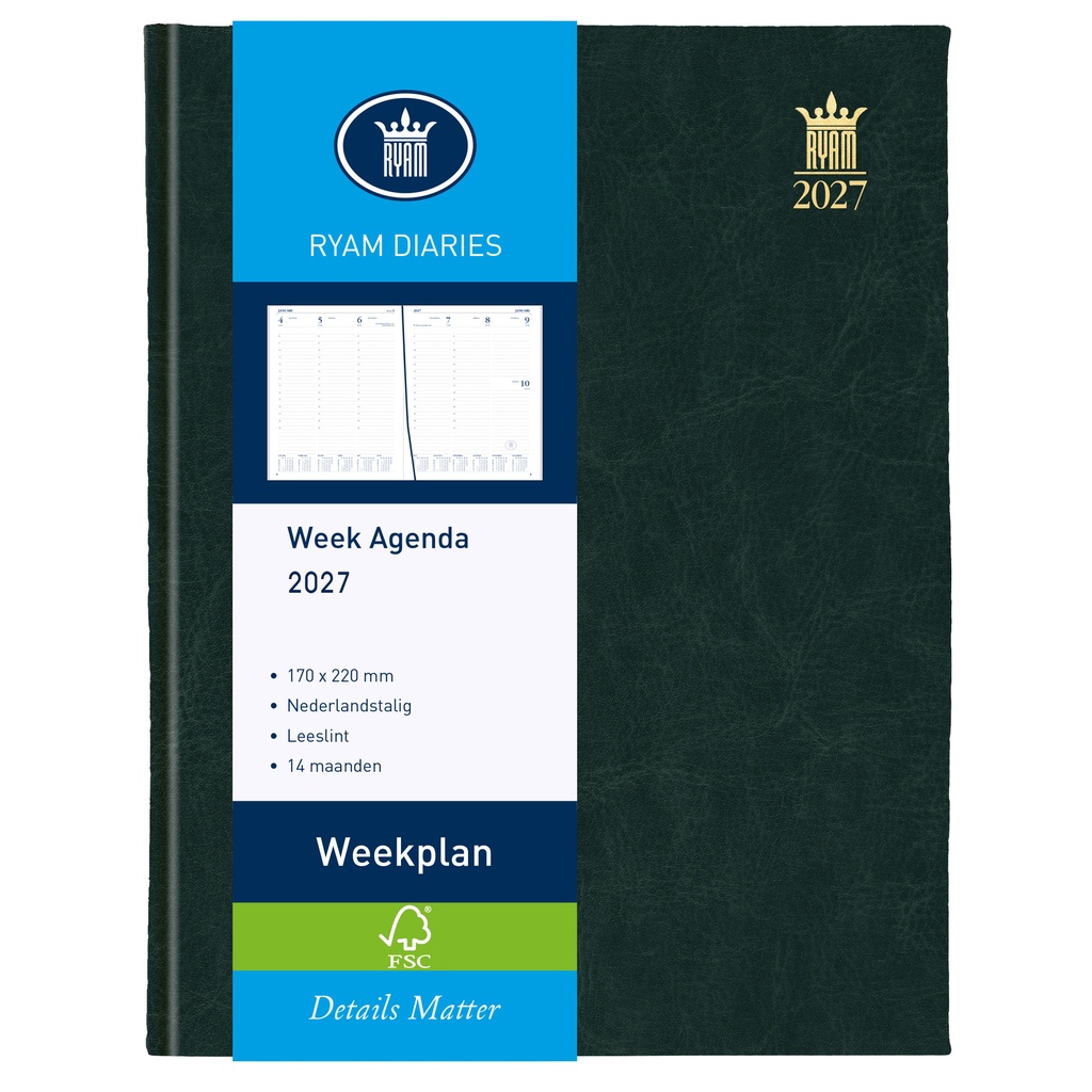 Agenda 2026 Ryam Weekplan Mundior 7d/2p zwart