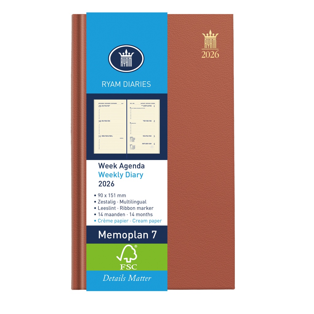 Agenda 2026 Ryam Memoplan 7 Nappa 7d/2p ass