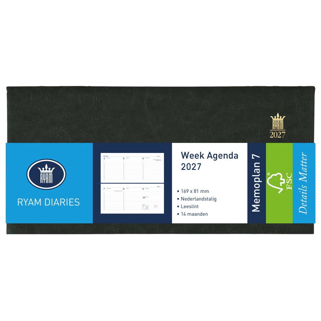 Agenda 2026 Ryam Memoplan 7 Mundior 7d/2p zwart