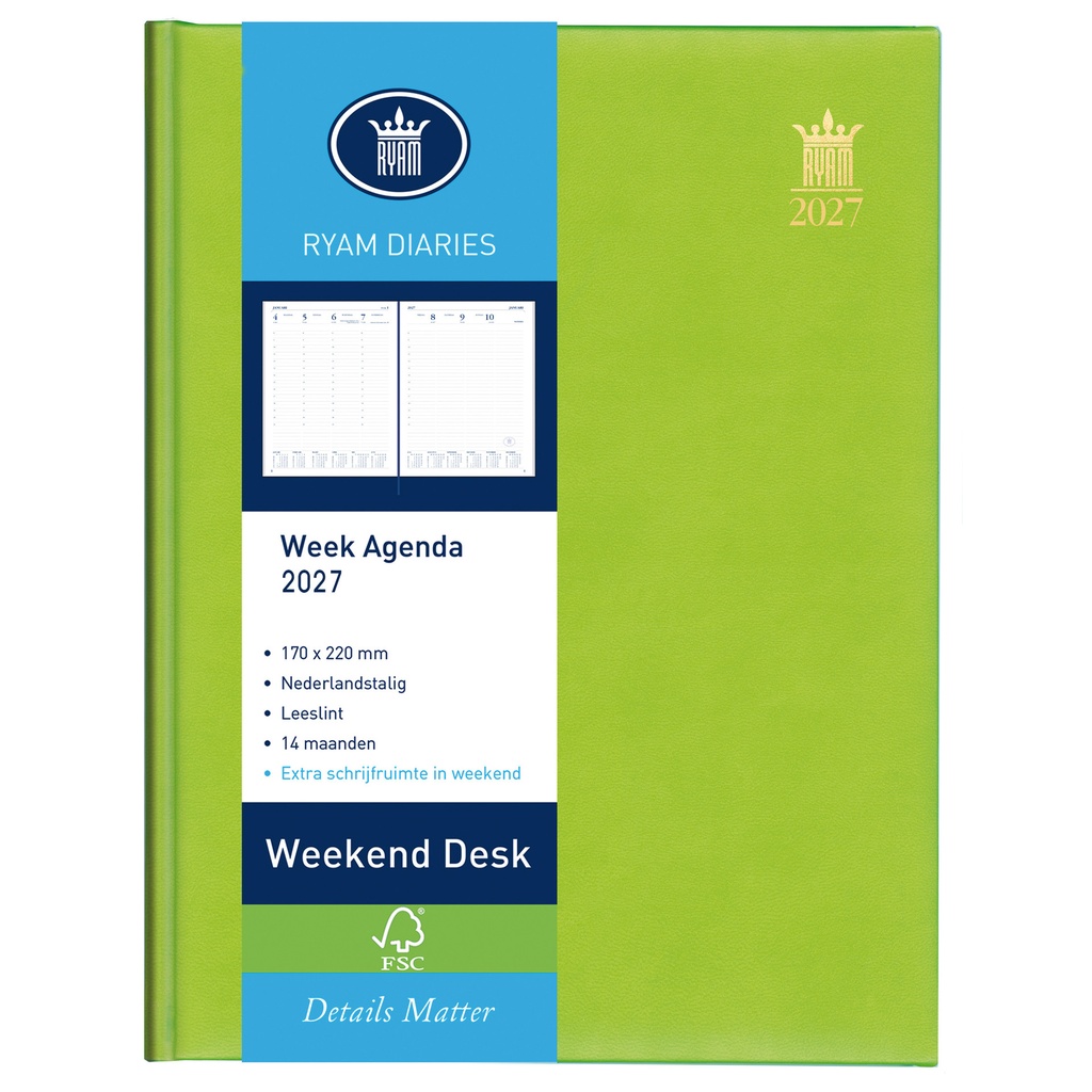 Agenda 2026 Ryam Weekend Desk Lazio 7d/2p assorti