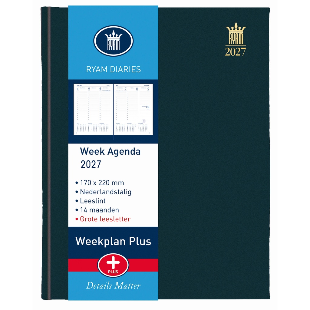 Agenda 2026 Ryam Weekplan Plus Mercury 7d/2p zwart