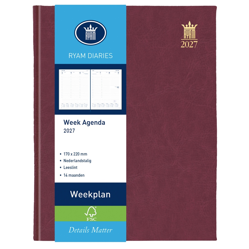 Agenda 2026 Ryam Weekplan Mundior 7d/2p bordeaux
