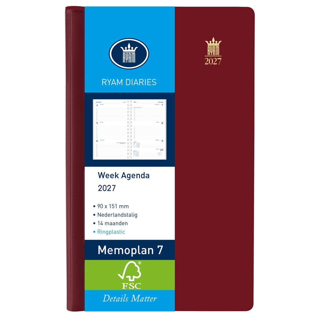 Agenda 2026 Ryam Memoplan 7 Suprema 7d/2p bordeaux