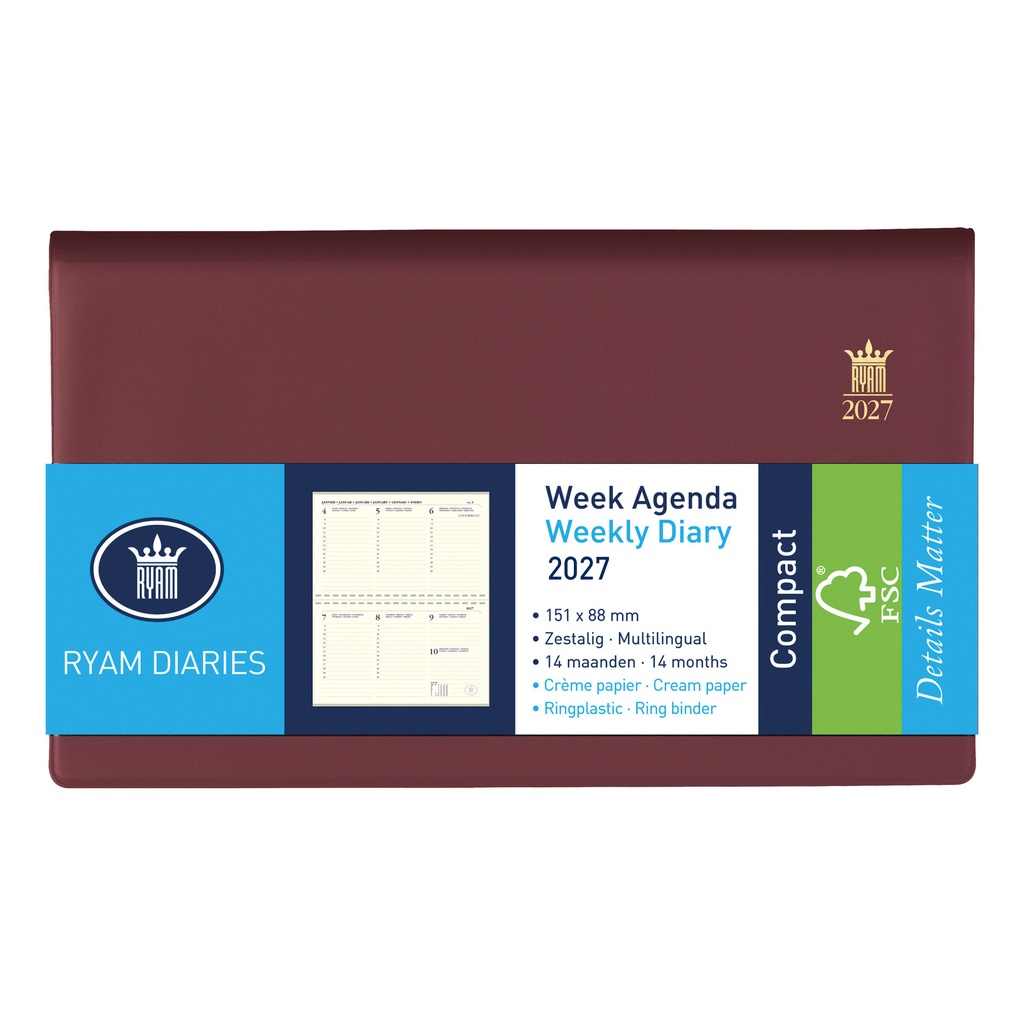 Agenda 2026 Ryam Compact Suprema 7d/2p bordeaux