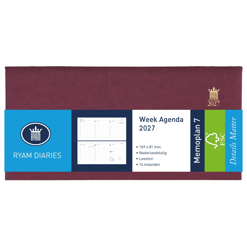 Agenda 2026 Ryam Memoplan 7 Mundior 7d/2p bordeaux