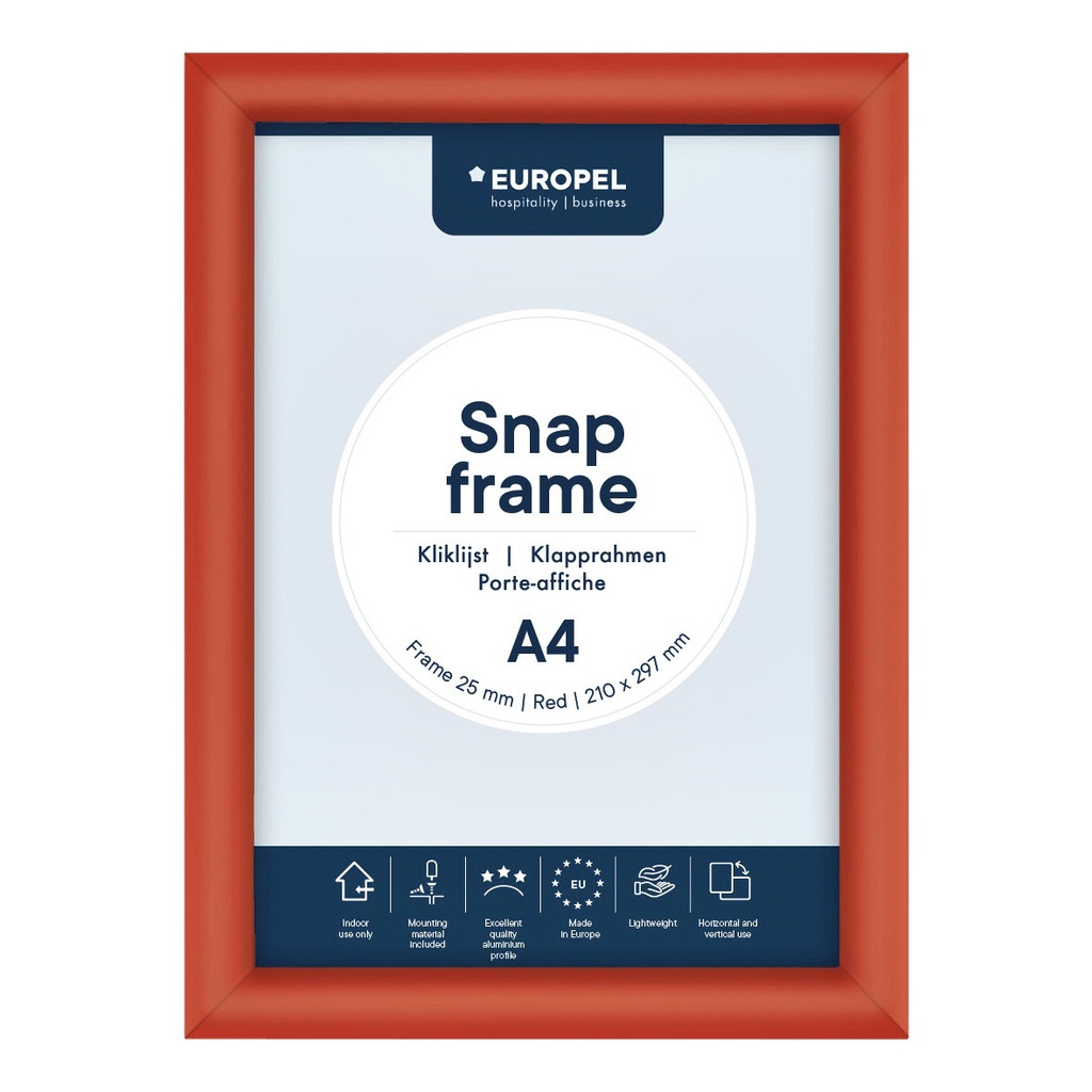 [355026] Kliklijst Europel A4 25mm rood