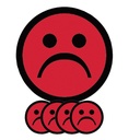 Magneet smiley 75mm emotie bedroefd rood 5 stuks