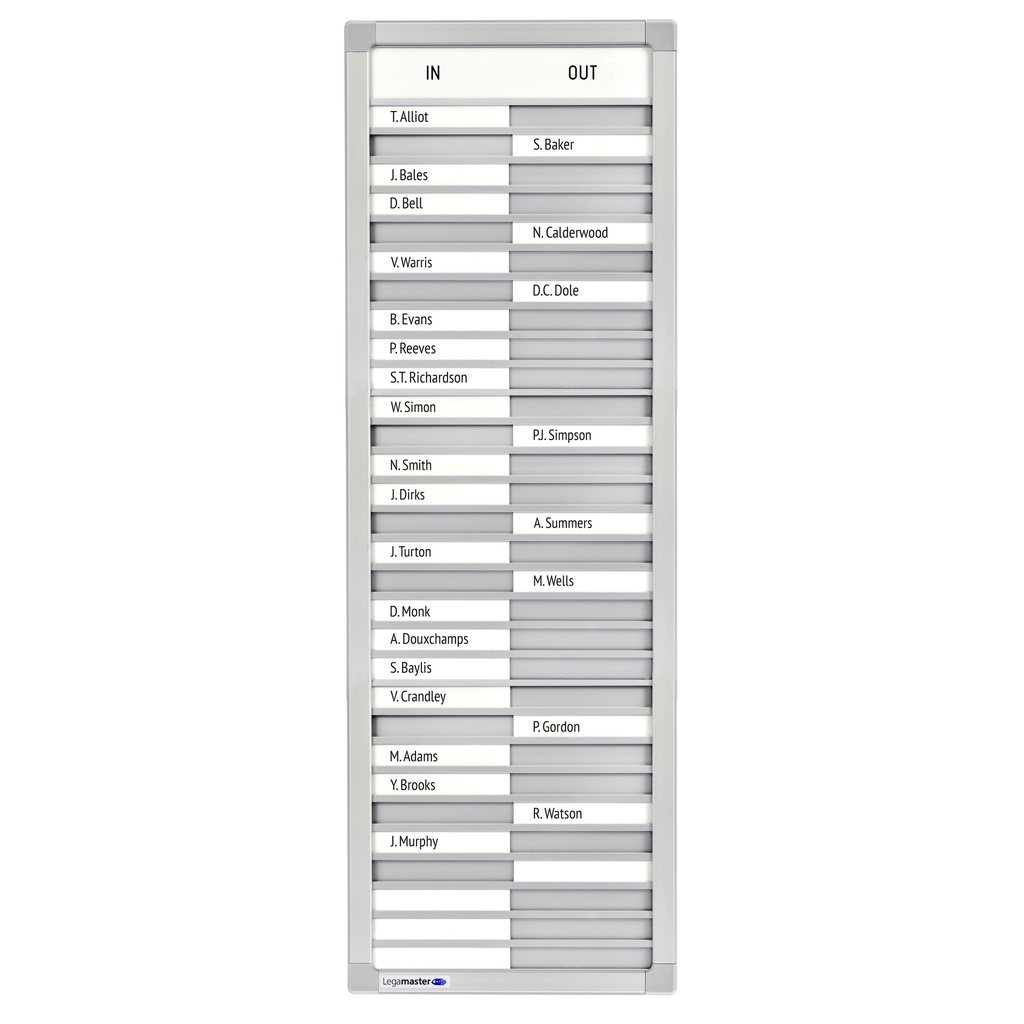 Aan afwezigheidsbord Legamaster 770x260mm 30 namen