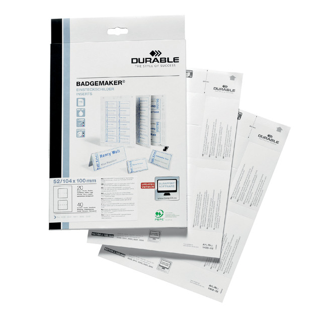 [142002] Badgekaart Durable 1420 bedrukbaar A6 80 stuks