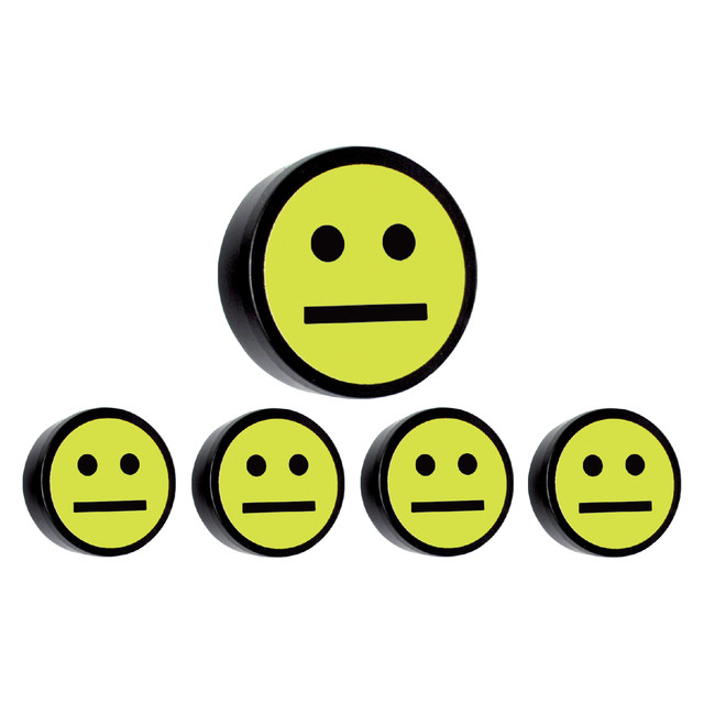 Magneet smiley 35mm geel 5 stuks