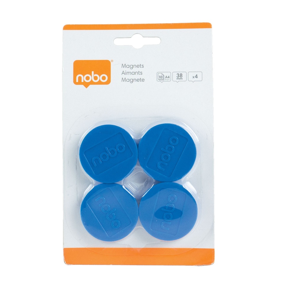 [1901453] Magneet Nobo 38mm blauw 4 stuks