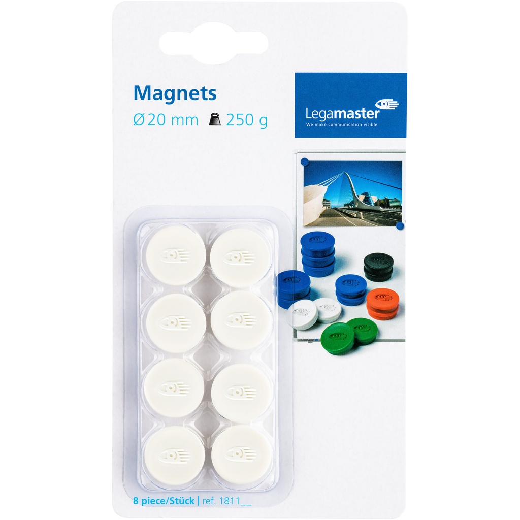[7-181119-8] Magneet Legamaster 20mm 250gr wit 8 stuks