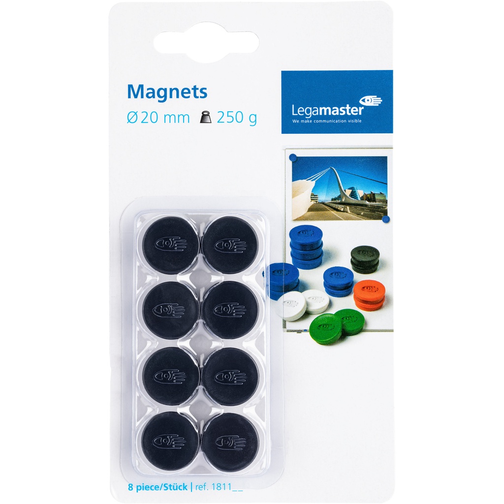 [7-181101-8] Magneet Legamaster 20mm 250gr zwart 8 stuks