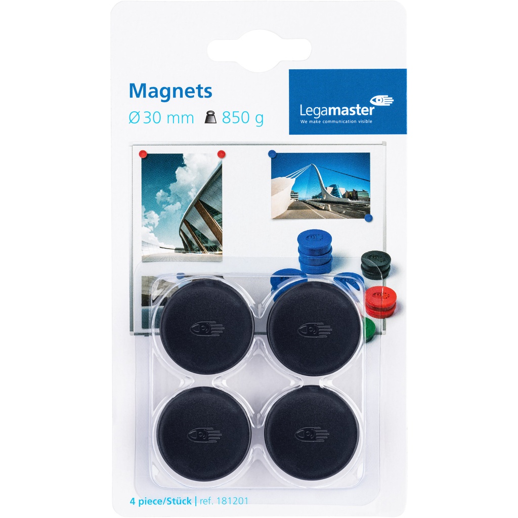 [7-181201-4] Magneet Legamaster 30mm 850gr zwart 4 stuks