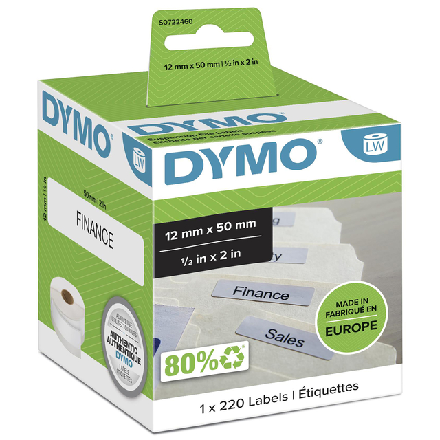 Etiket Dymo LabelWriter hangmap 12x50 wit
