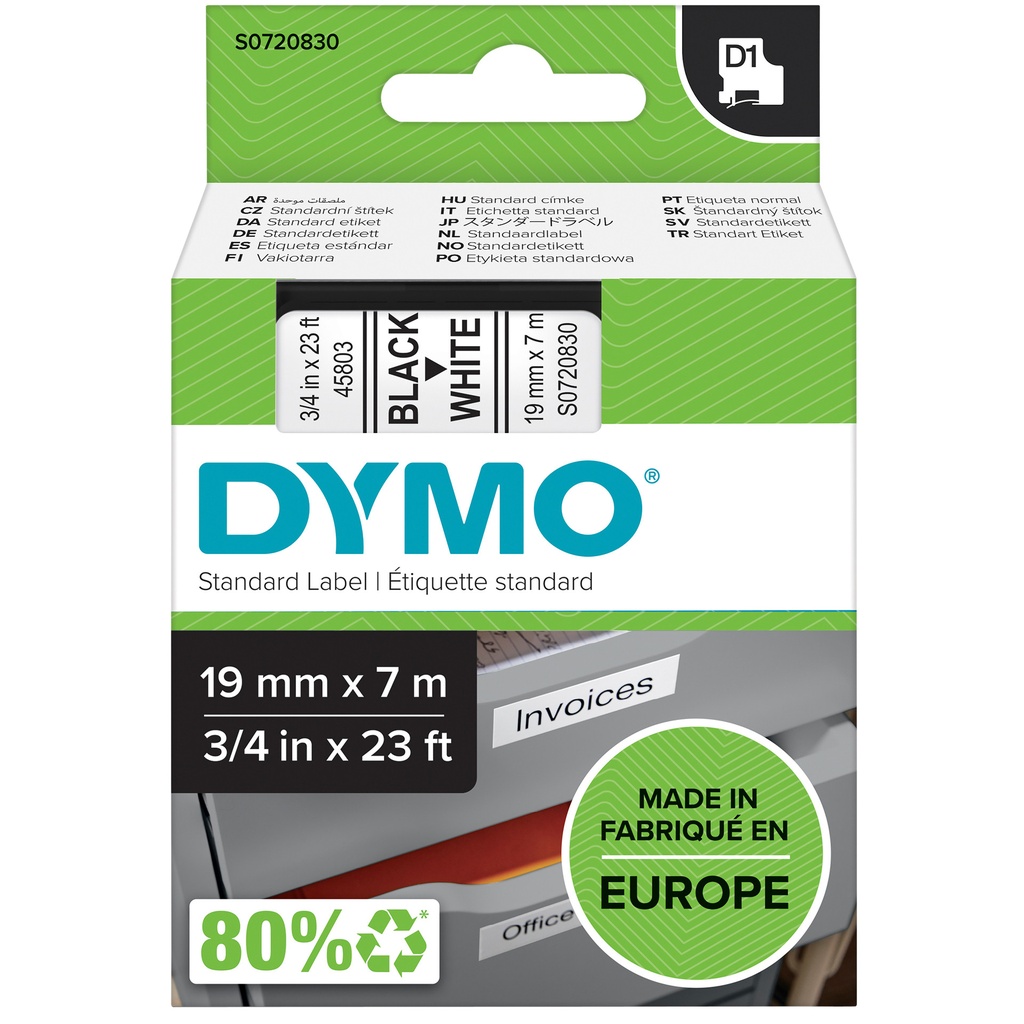 [S0720830] Labeltape Dymo LabelManager D1 19mmx7m wit
