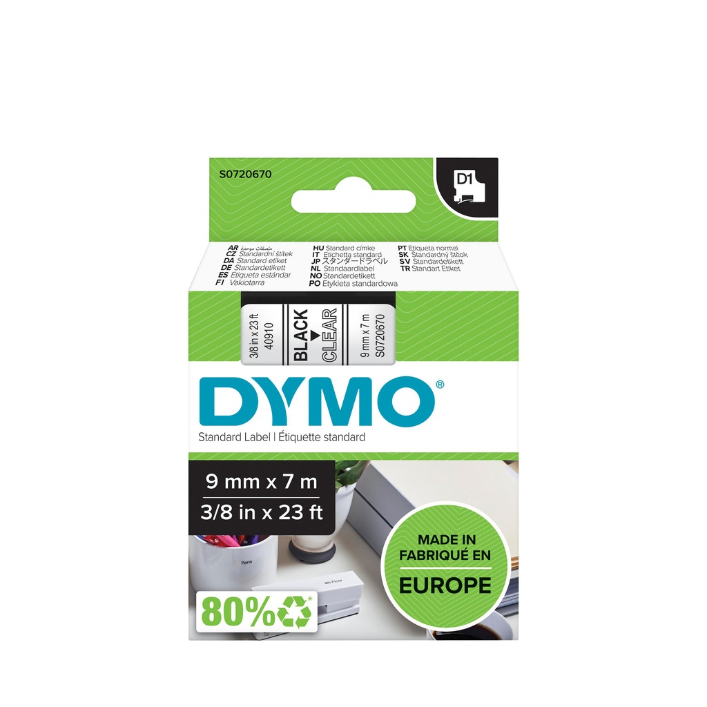 [S0720670] Labeltape Dymo LabelManager D1 polyester 9mm trns