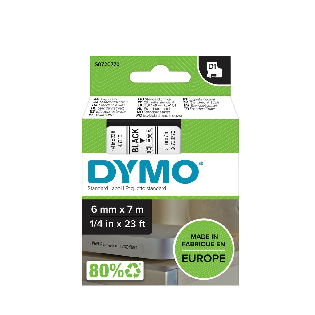 [S0720770] Labeltape Dymo LabelManager D1 polyester 6mm trns