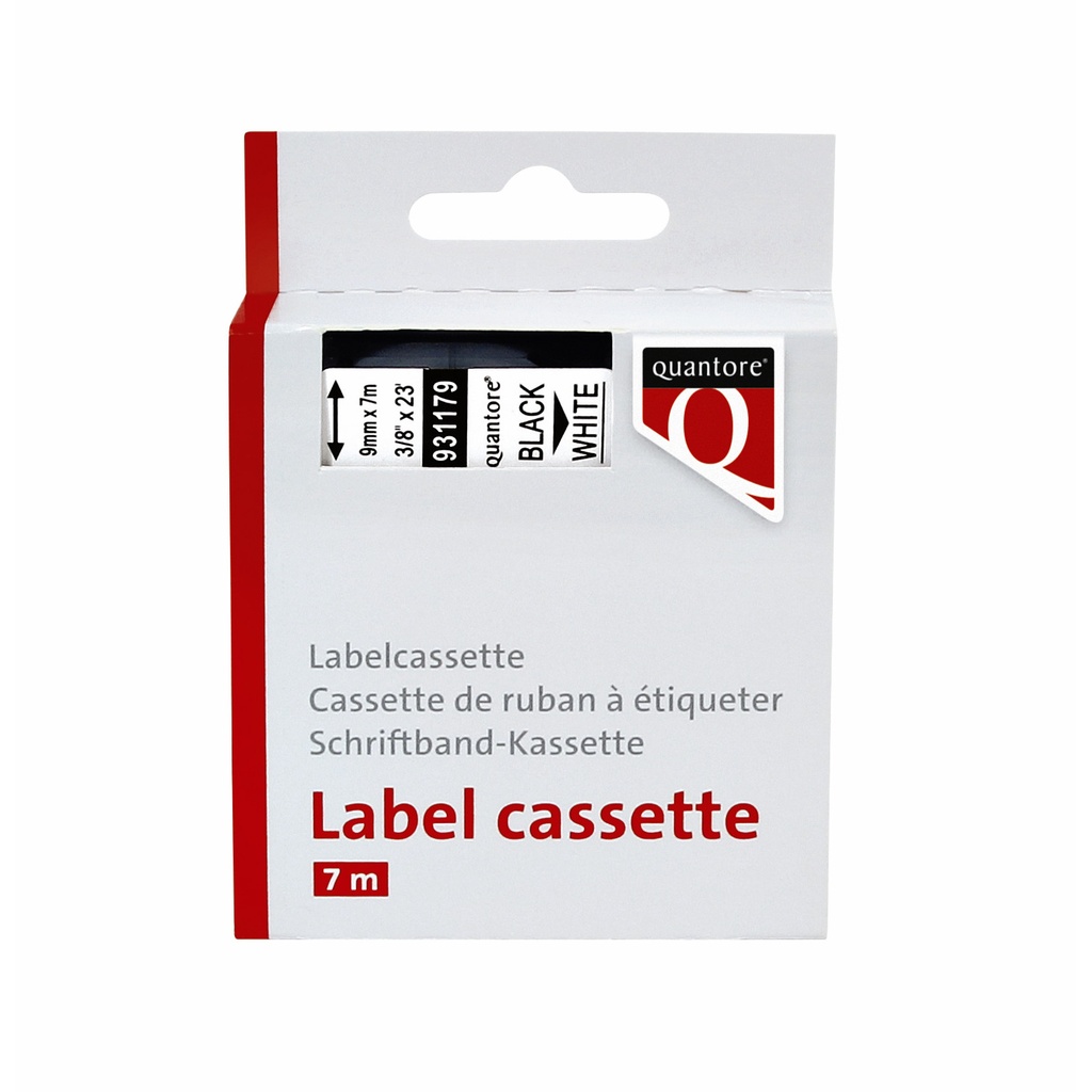 [Q40913] Labeltape Quantore 40913 9mmx7m wt/zw