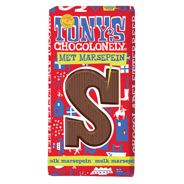 Chocoladeletter Tony Chocolonely melk marsepein S