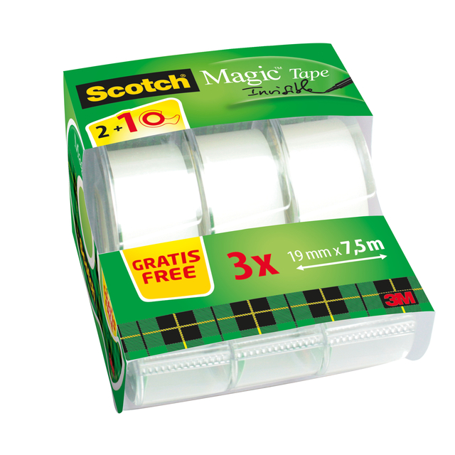 [7100088375] Plakband Scotch Magic 810 19mmx7.5m mat 2+1 disp