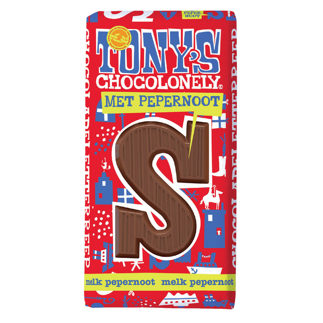 Chocoladeletter Tony Chocolonely melk pepernoot S