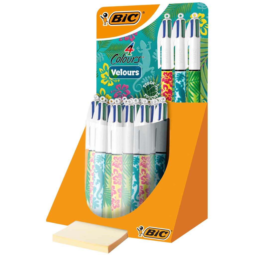 Balpen Bic 4kleuren velours M assorti
