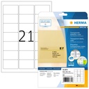 Etiket HERMA 8670 A4 63.5x38.1mm folie transp mat