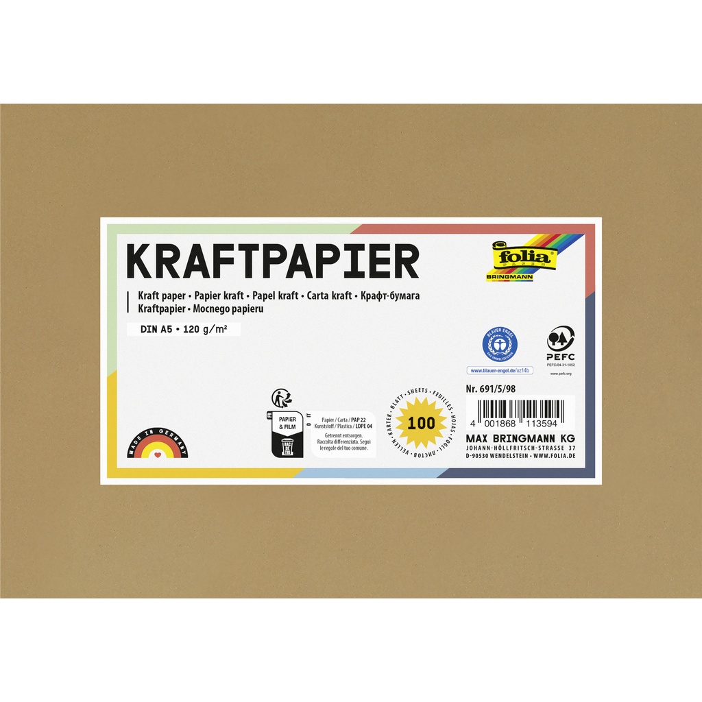 Kraftpapier Folia A5 120gr 100 vel