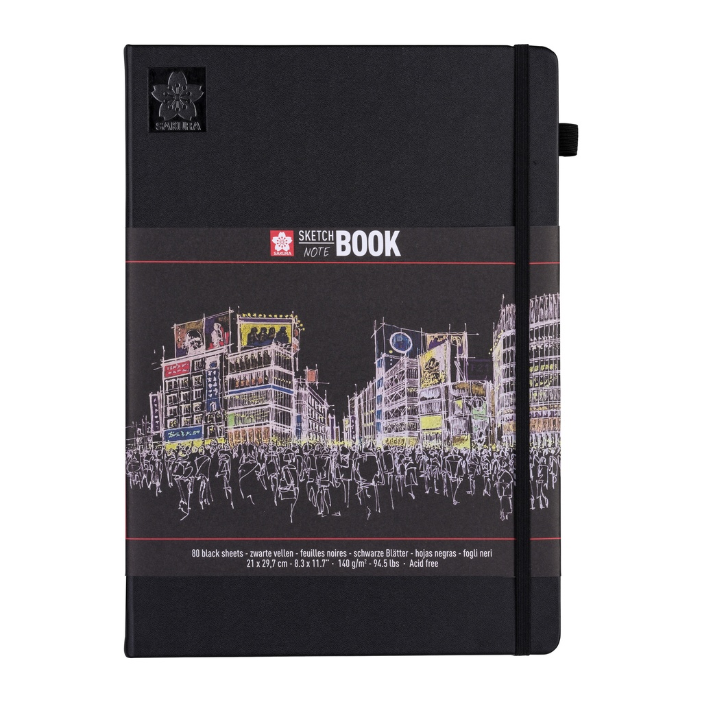 [94141005] Schetsboek Sakura 80 zwarte vellen 210x297mm zwart