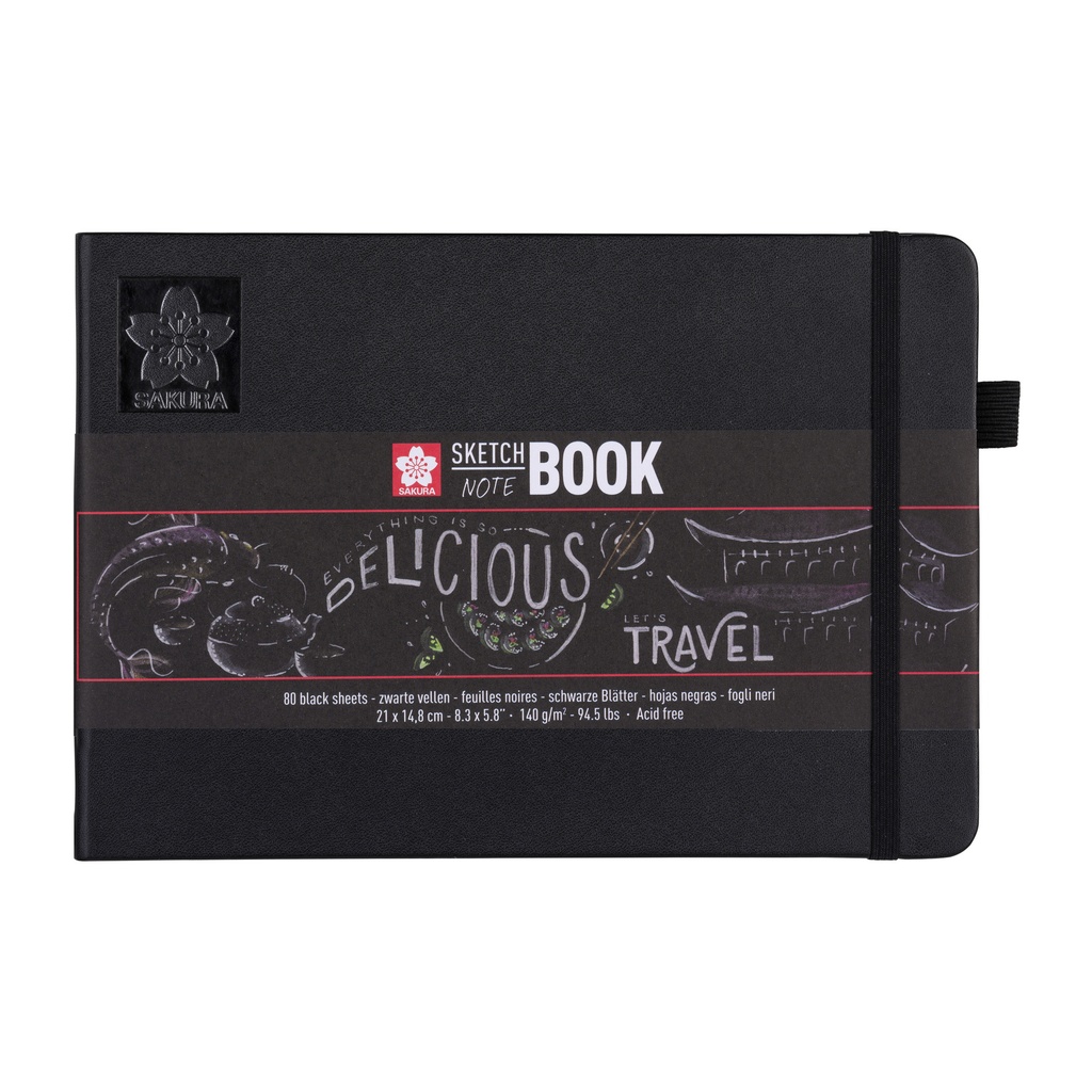 [94141004] Schetsboek Sakura 80 zwarte vellen 210x148mm zwart