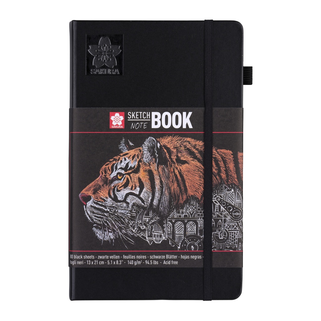 [94141003] Schetsboek Sakura 80 zwarte vellen 130x210mm zwart