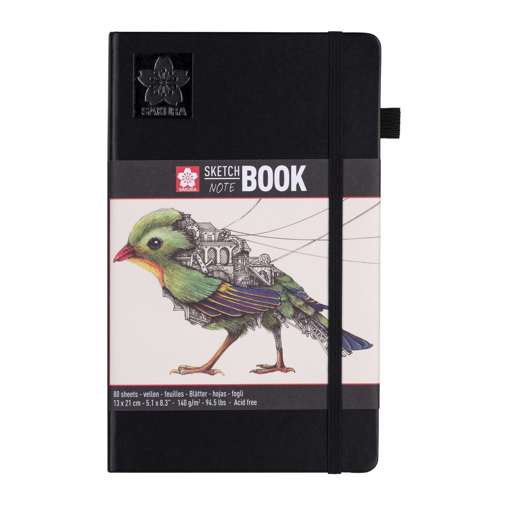 [94140003] Schetsboek Sakura 80 witte vellen 130x210mm zwart