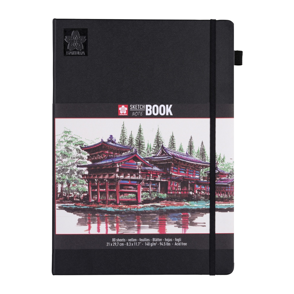 [94140005] Schetsboek Sakura 80 witte vellen 210x297mm zwart