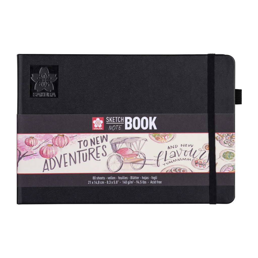 [94140004] Schetsboek Sakura 80 witte vellen 210x148mm zwart