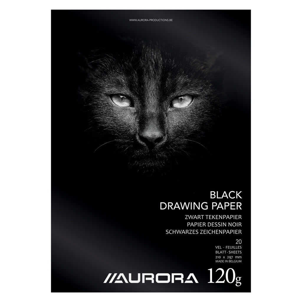Tekenblok Aurora A4 20 vel 120gr zwart tekenpapier