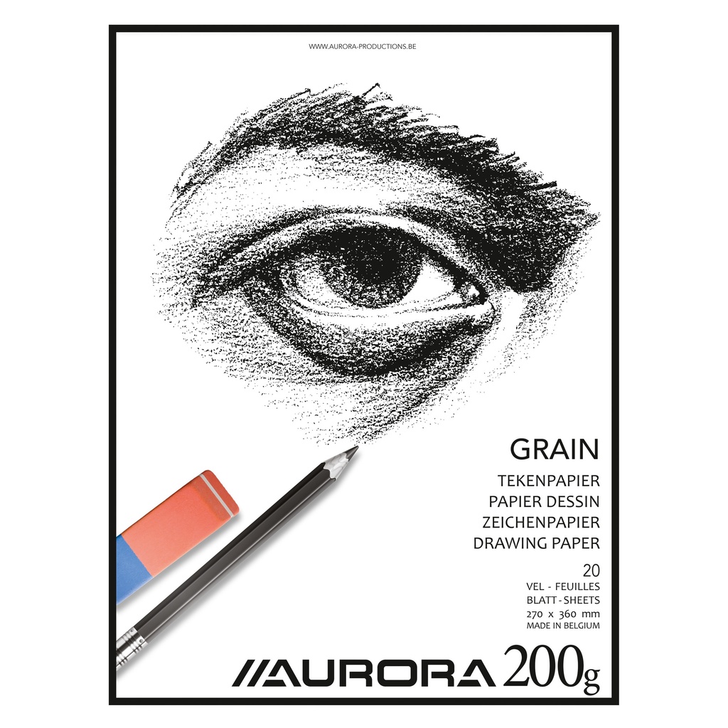 [BL8] Tekenblok Aurora 27x36cm 20 vel 200gr Grain