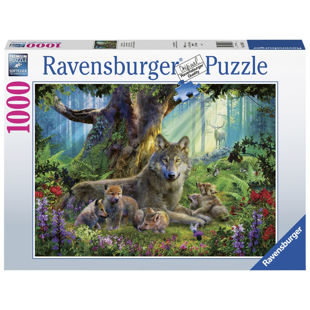 Puzzel Ravensburger Familie wolf in het bos 1000st