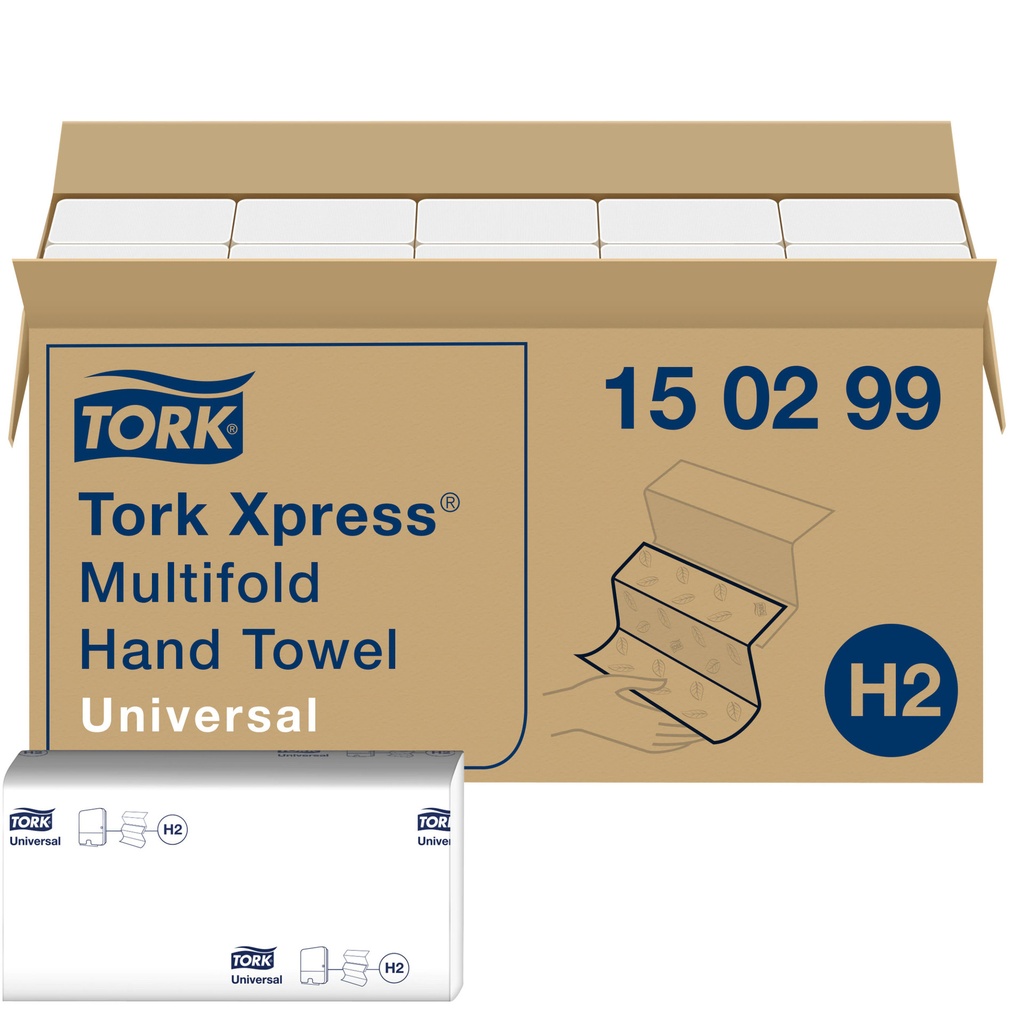[150299] Handdoek Tork H2 Universal 2laags 213x234mm wit