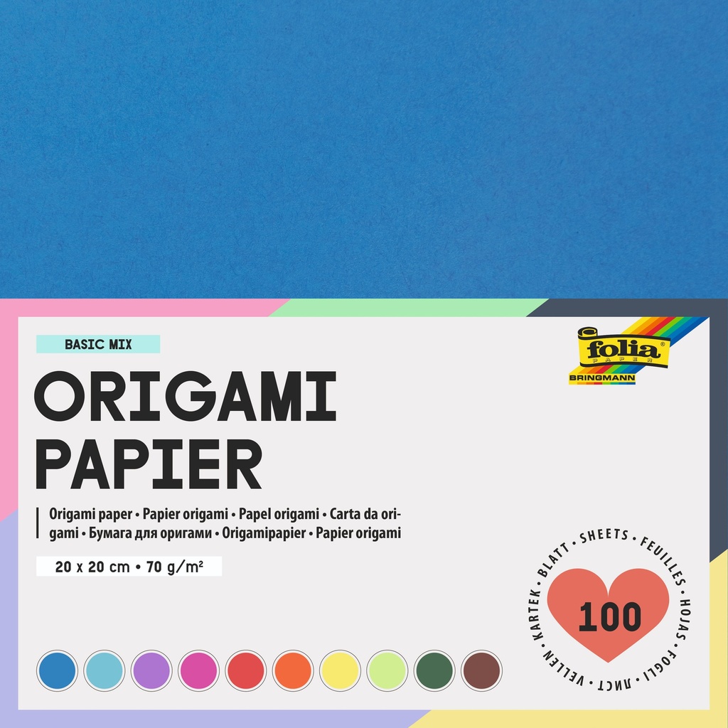 [8920] Origami pap Folia 70gr 20x20cm 100 vel assorti kl