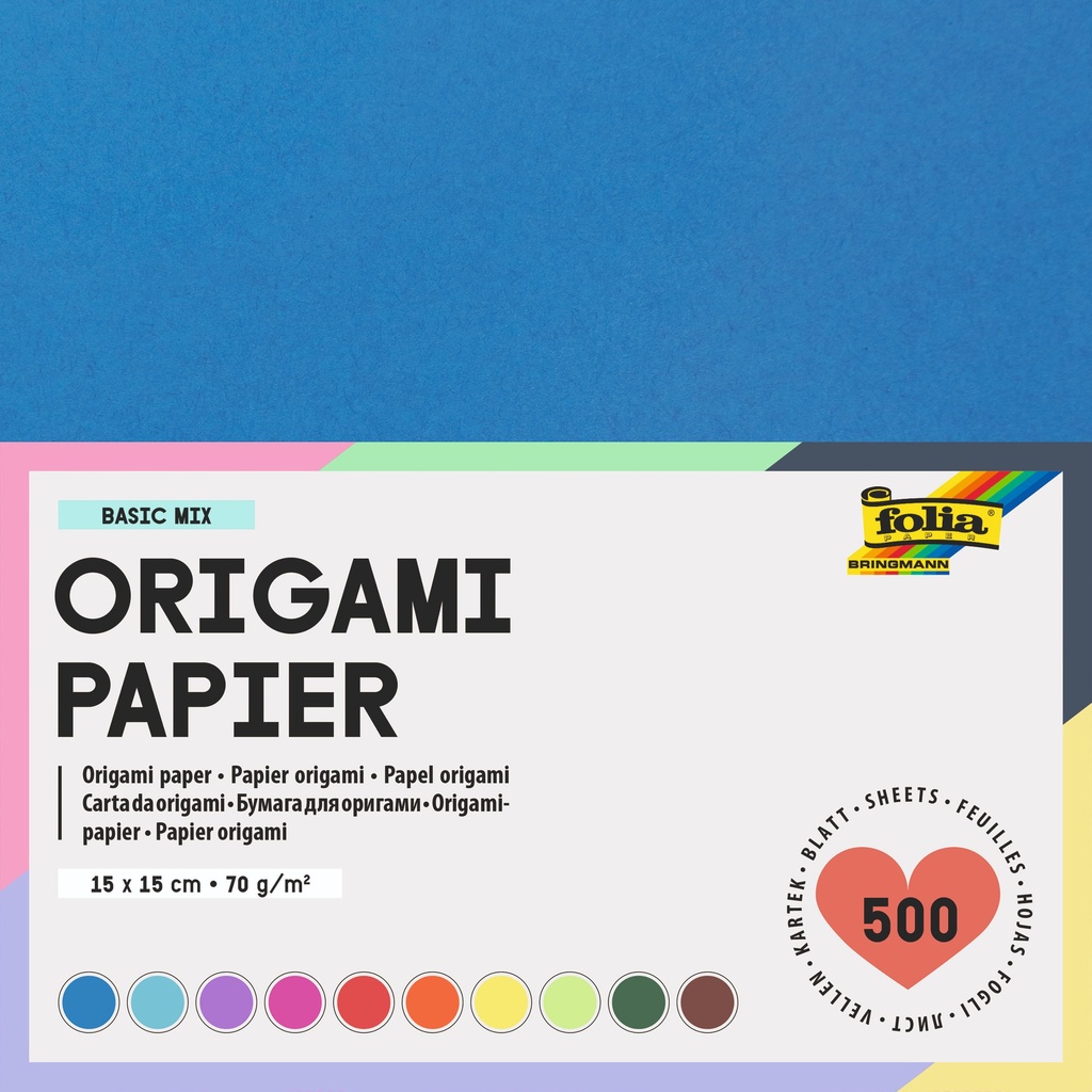 [8965] Origami pap Folia 70gr 15x15cm 500 vel assorti kl