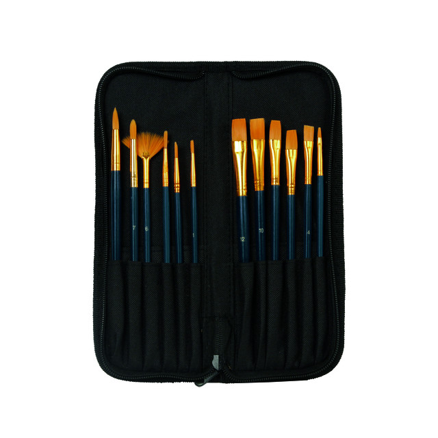 [A107949] Kwasten set Conda synthetisch 12 stuks in etui