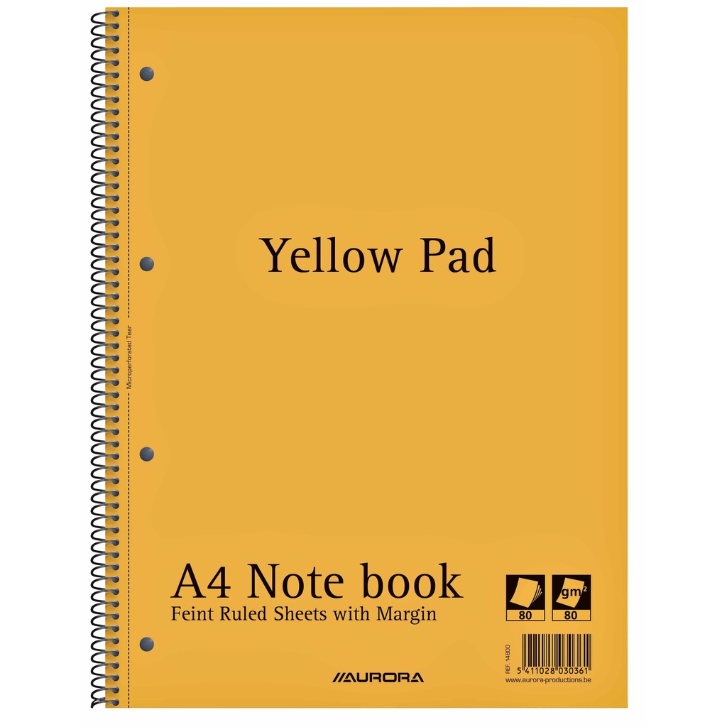[14.800(5)] Collegeblk Aurora Yellow Pad A4 ln 4g 160pag geel