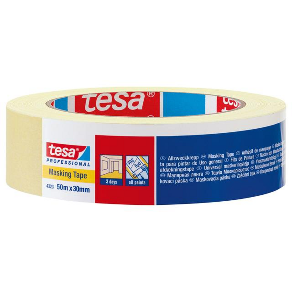 Afplaktape tesa Professional 4323 19mmx50m creme