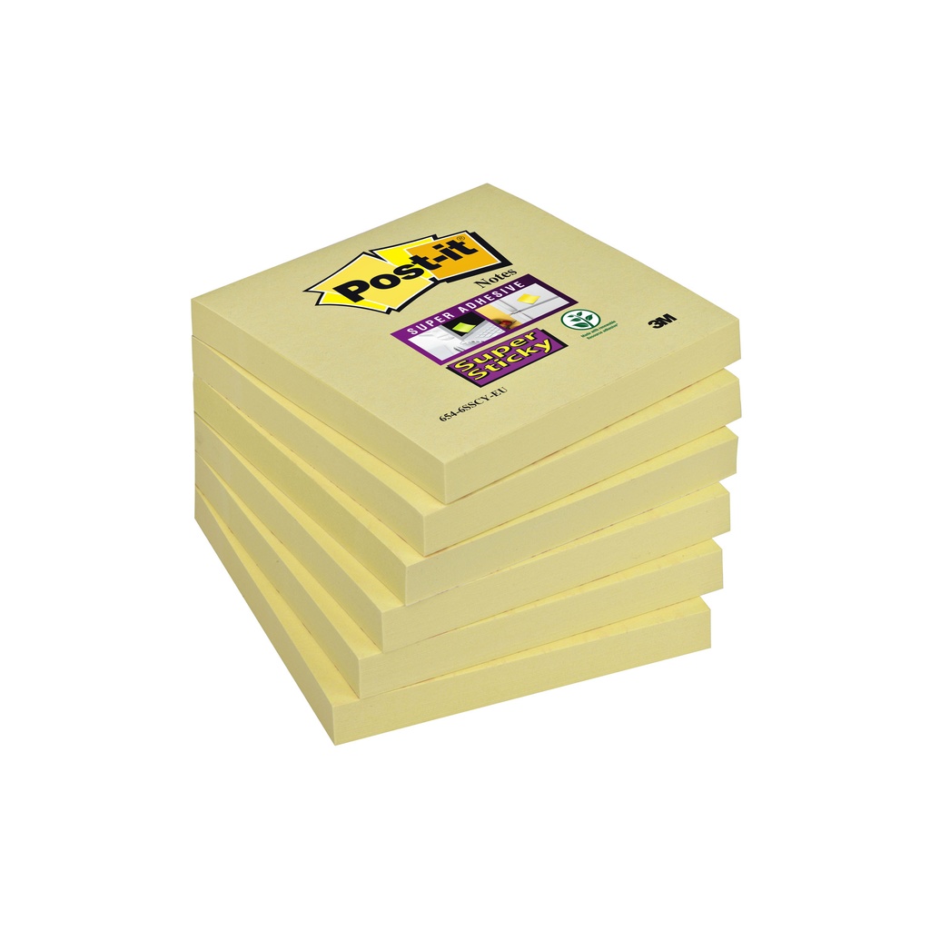 [7000048176] Memoblok Post-it 654 Super Sticky 76x76mm geel