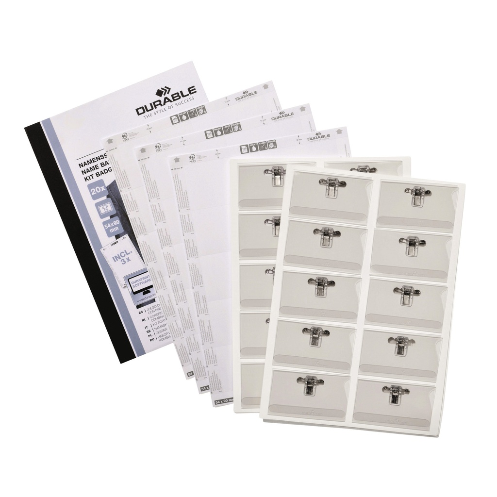 Badge Durable met combiklem 54x90mm set 20st